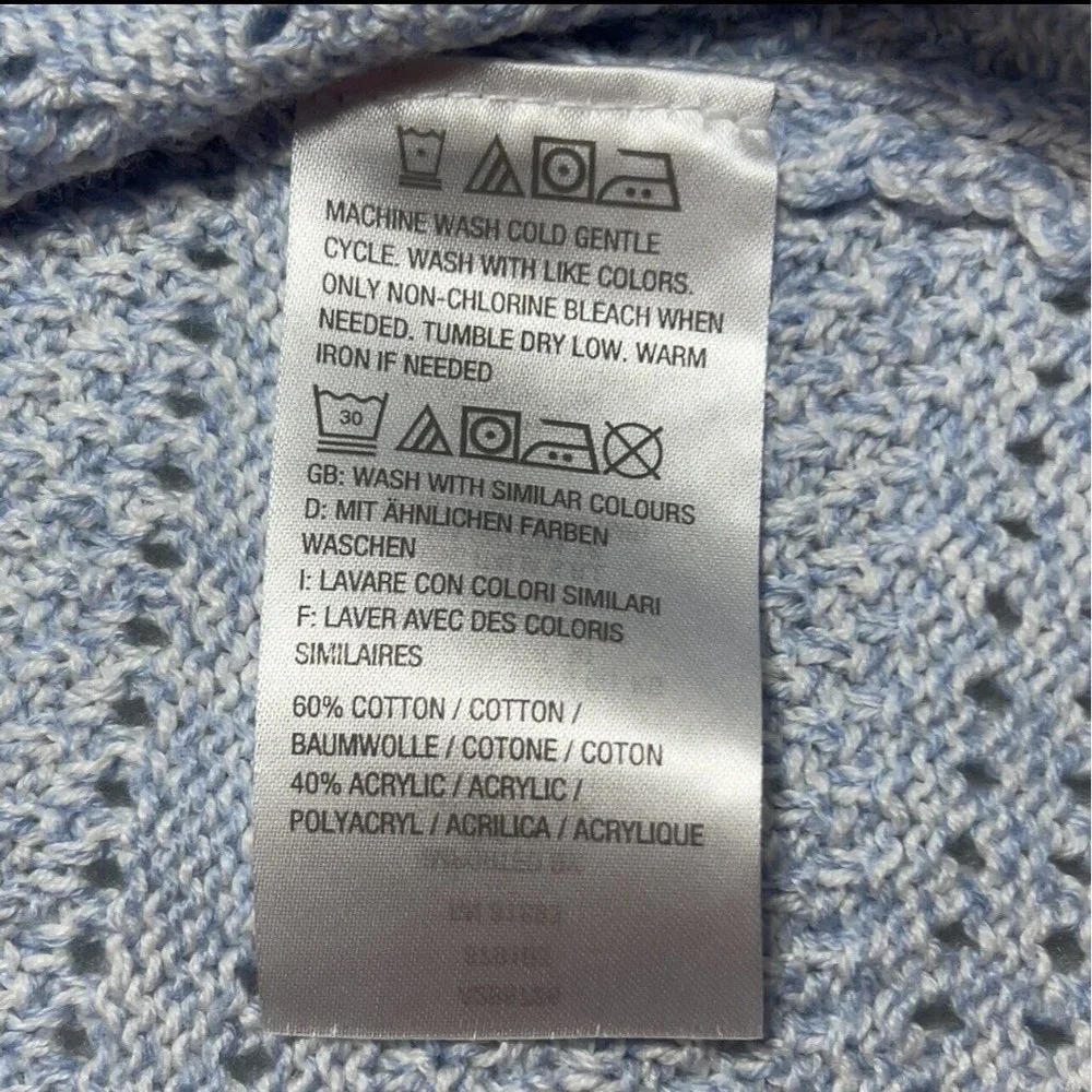 Denim & Company Womens Size Medium 3/4 Sleeve Knit Scoop Neck Light Blue Sweater